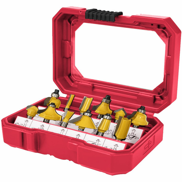 ROUTER BIT SET 12PC 1/4' SHANK HARD CASE