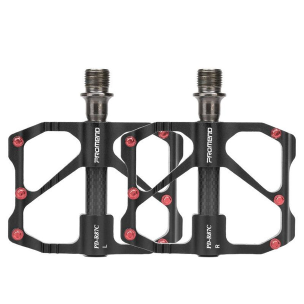 PD-R87C  1 Pair PROMEND Bicycle Road Bike Mountain Bike 3 Palin Carbon Fiber Bearing Pedal(Black)