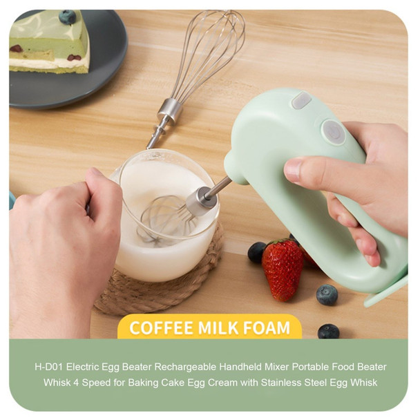 H-D01 Electric Egg Beater Rechargeable Portable Handheld Mixer Food Beater Whisk for Baking Cooking Kitchen Gadget