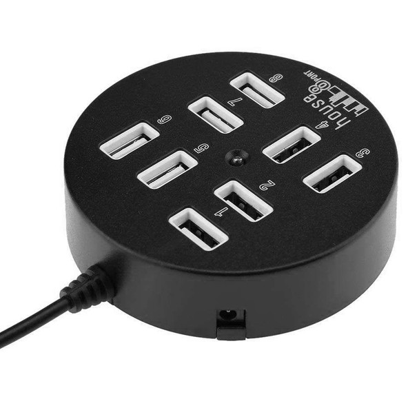 High Speed 8 Ports USB 2.0 Portable Round Hub, Length: 60cmRound Circular 8 Ports USB 2.0 Hub Multi-port Splitter Expansion Adapter for Laptop Notebook PC, Support 1TB Mobile HDD(Black)