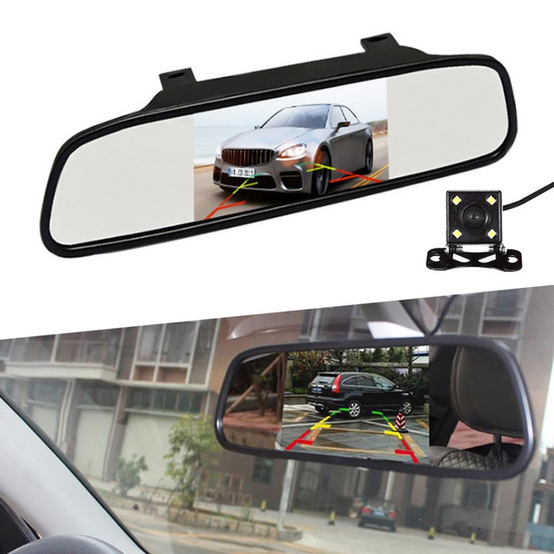 RH-504 5.0 inch Rearview Mirror Dash Display Cam with 4LED Camera / Video Cable Waterproof Rear View Mirror Camera for Car