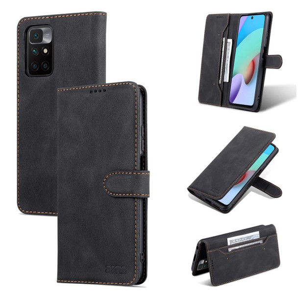 AZNS Magnetic Closure PU Leather Flip Wallet Case Stand Shockproof TPU Inner Shell Phone Cover for Xiaomi Poco M4 Pro 5G / Redmi Note 11 5G (China) (MediaTek) - Black