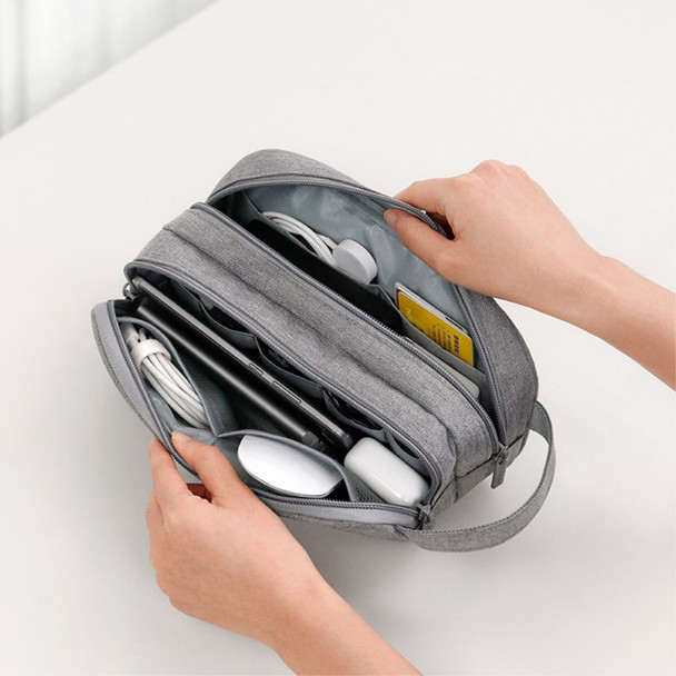 BAONA BN-B001 Travel Cable Organizer Bag Electronic Accessories Case Portable Double Layer Cable Storage Bag - Grey