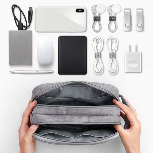 BAONA BN-B001 Travel Cable Organizer Bag Electronic Accessories Case Portable Double Layer Cable Storage Bag - Grey