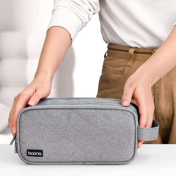 BAONA BN-B001 Travel Cable Organizer Bag Electronic Accessories Case Portable Double Layer Cable Storage Bag - Grey