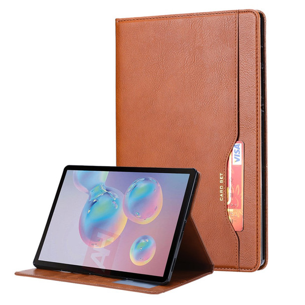 Auto-absorbed PU Leather Tablet Protective Case Shell with Wallet Stand for Samsung Galaxy Tab S7 Lite/S7 FE (T730/T735/T736B) - Brown