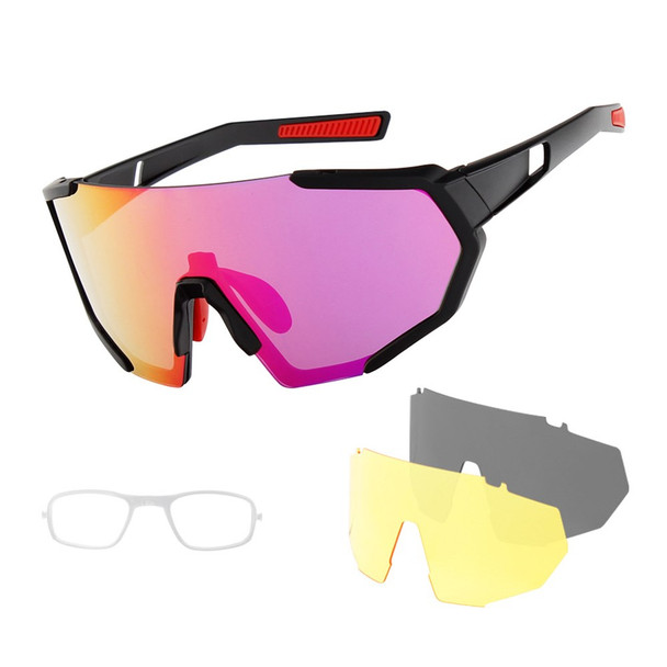 XQ-HD XQ-547 Windproof Cycling Glasses Men Women Sports Anti-UV Sunglasses Polarized Goggles - Black+Red/Red