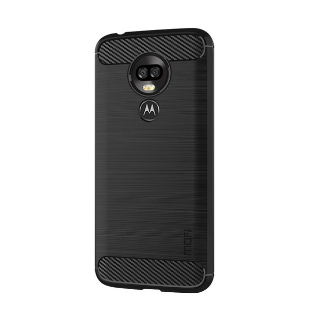 MOFI Carbon Fiber Brushed TPU Phone Shell for Motorola Moto G7 Power (EU Version) - Black