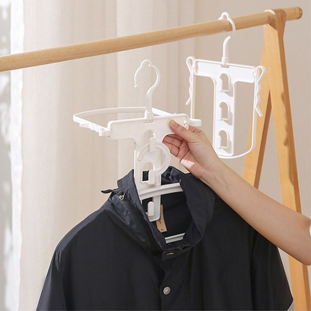 Foldable Hoodie Hanger Space Saving 360 Degree Rotating High-neck Clothes Rack Hook Hanger for Bedroom Closet Organizer - White