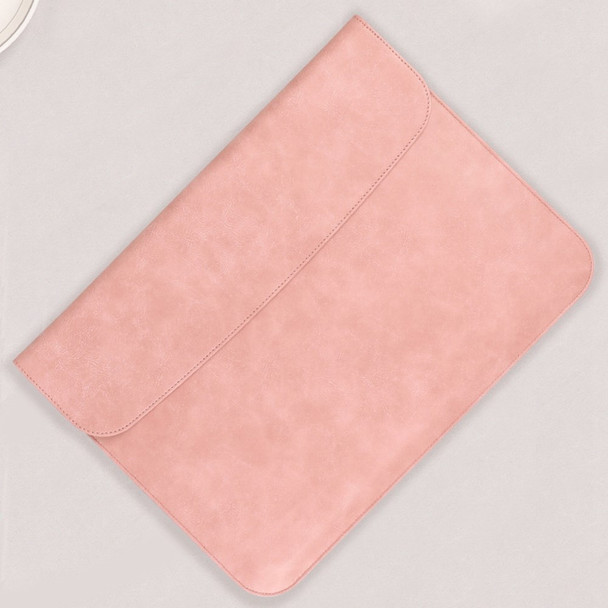 SS13 13.3 Inch Laptop Sleeve Anti-scratch PU Leather Ultra-slim Notebook Computer Pouch Carrying Bag Smooth Mouse Pad - Pink