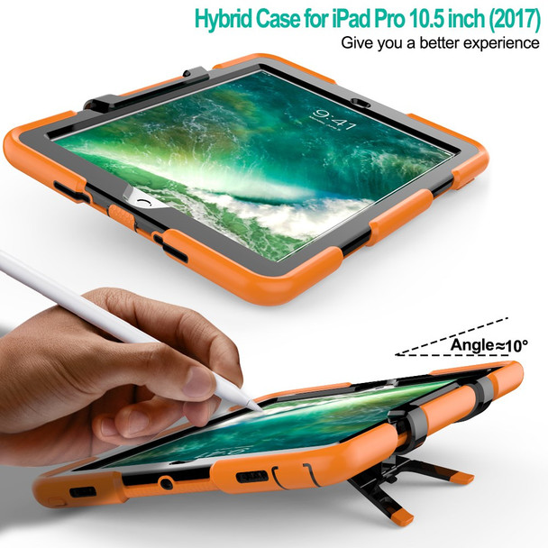 For iPad Air 10.5 inch (2019) / iPad Pro 10.5-inch (2017) Rugged Protective Tablet Case Shockproof PC + Silicone Kickstand  Cover - Orange