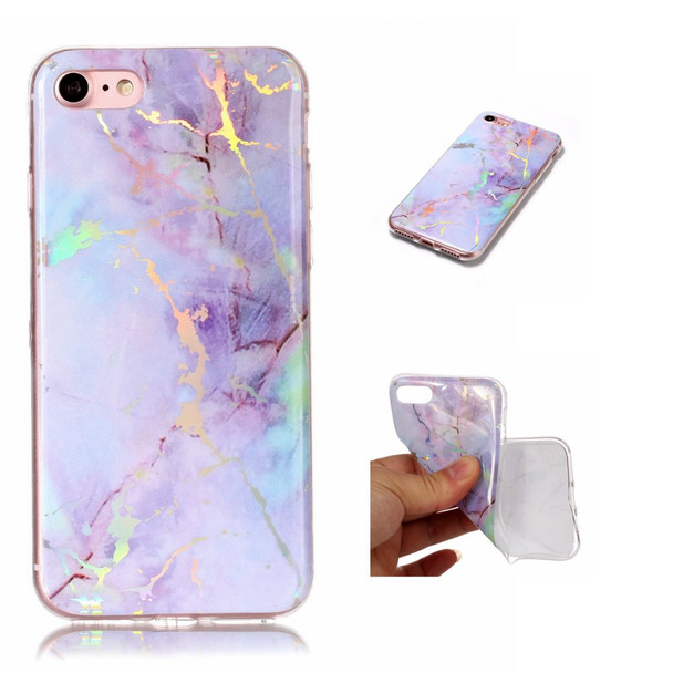 Marble Pattern Electroplated TPU Back Case for iPhone SE (2020)/SE (2022)/8/7 - Purple