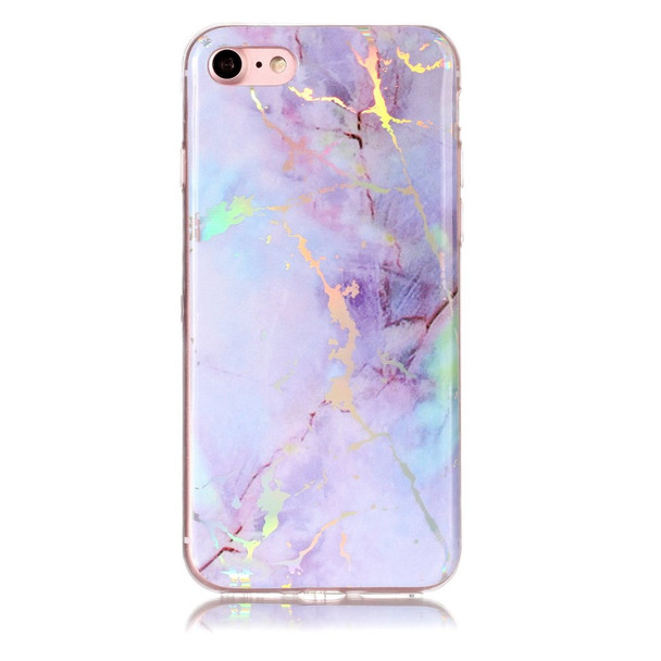 Marble Pattern Electroplated TPU Back Case for iPhone SE (2020)/SE (2022)/8/7 - Purple