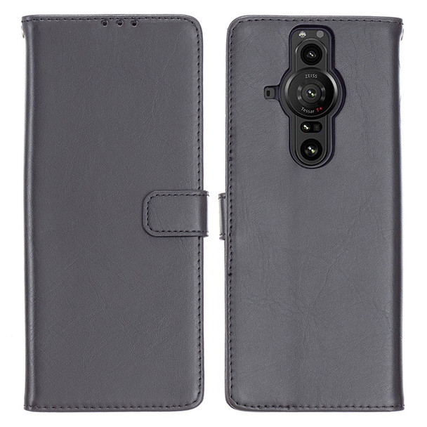 For Sony Xperia Pro-I PU Leather Vintage Stand Folio Cover Crazy Horse Texture Shockproof Flip Folio Wallet Case - Black