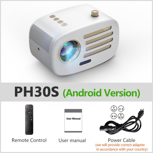 AUN PH30 Mini Portable Projector HD Home Theater Projectors Gamer Cinema Electric Focus Android Projector for Smart Phones (EU Plug) - White