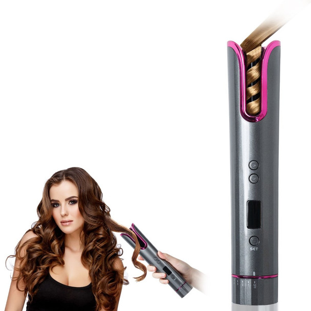 Cordless Auto Hair Curler Automatic Anti-tangle Hair Curling Iron Rechargeable Auto Hair Curler LCD Display Rotary Curling Wand Styling Tools for Hair Styling Curls