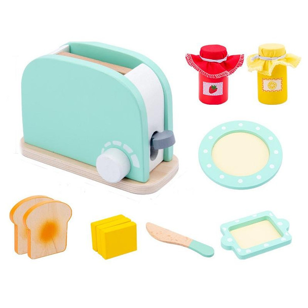 Children Simulation Kitchen Set Baby Wooden Food Cutting Pretend Play Toy Bread Maker
