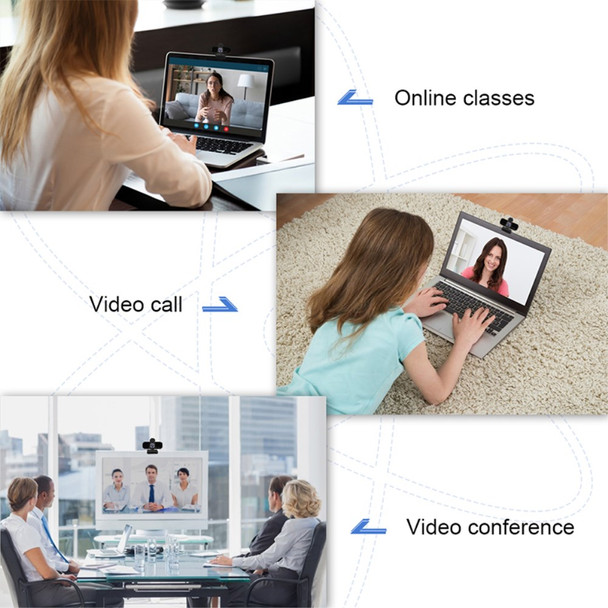 1080P USB Webcam 110 Degree Wide Angle with Microphone for Live Streaming Video Call Conference