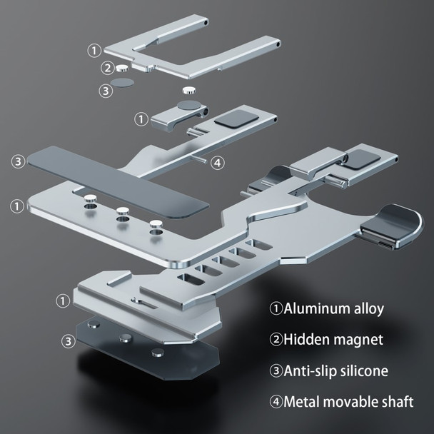 Portable Foldable Aluminum Alloy Cell Phone Holder Adjustable Desktop Phone Bracket Stand - Grey