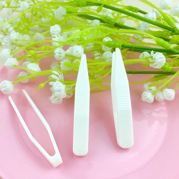 100 PCS Lace Double Eyelid Sticker Plastic Tweezers Mask Clip Beauty Clip(White)