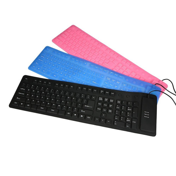 108 Keys USB Silicone Foldable Keyboard  Waterproof Dustproof USB Silent Keys - Black