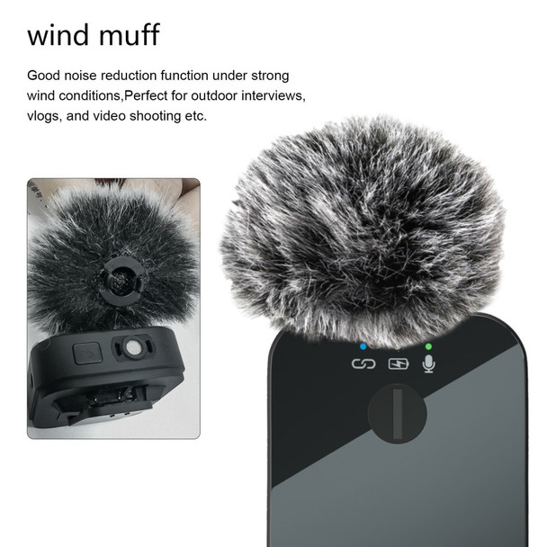 2.4G Wireless Lavalier Microphone Transmitter Receiver for Smartphone Camera Interview Recording Live Broadcasting