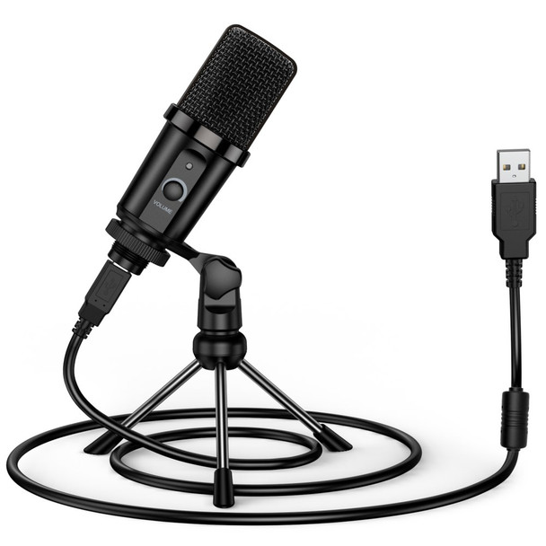 DM19 USB Computer Microphone Condenser Cardioid Mic with Tripod Stand for Gaming Live Streaming Recording