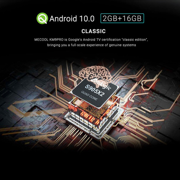 MECOOL KM9 PRO 2+16GB Android 10.0 Home Smart ATV TV Box 4K 2.4G WiFi Set Top Box Media Player - US Plug