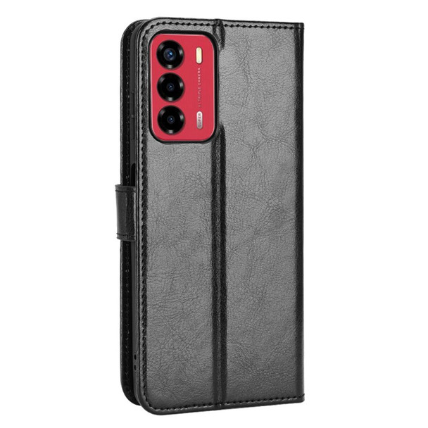 For ZTE Blade A72/Blade V40 Vita Split Leather+TPU Wallet Folio Phone Case Crazy Horse Texture Stand Anti-scratch Cell Phone Shell - Black