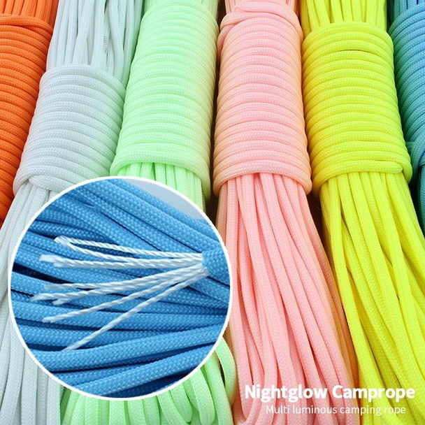 20m 9-Core Nylon+Polyester Full-light Outdoor Camping Tent Rescue Bundled Fluorescent Climbing Rope(White)