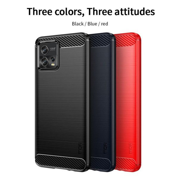 MOFI JK TPU Series-1 for Motorola Moto G72 4G Brushed Phone Cover Carbon Fiber Texture Drop-proof TPU Protective Cell Phone Case - Black