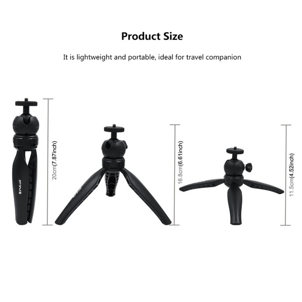 PULUZ 20cm Pocket Plastic Tripod Mount with 360 Degree Ball Head for Smartphones GoPro DSLR Cameras