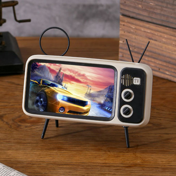 Retro TV Shape Mobile Phone Holder Home Office Desktop TV Phone Stand Bracket - Orange Black