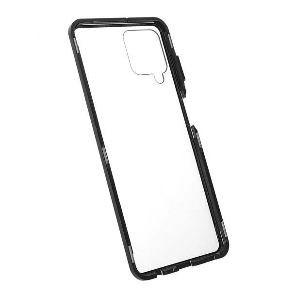 Metal Frame + Double-Sided HD Tempered Glass Anti-Scratch Light Magnetic Absorption Phone Case for Samsung Galaxy A22 4G (EU Version) - Black