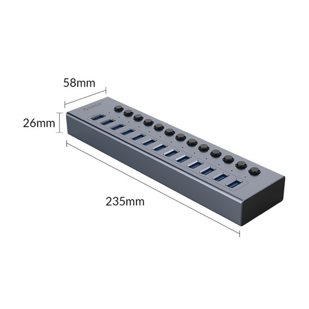 ORICO BT2U3-13AB Aluminum Alloy Multi-port HUB with Individual Switches, US Plug