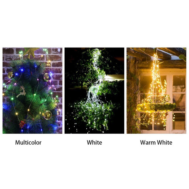 200 LEDs Fairy Copper Wire String Light Waterfall Lamp with Flexible Remote Control Controller Timing Timer Time Setting Function Brightness Adjustable Dimmable with Hanging Hook Design - White