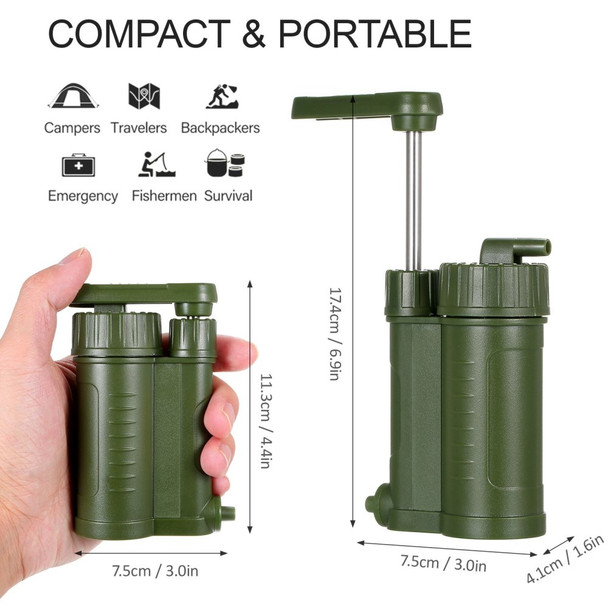 Water Filter Pump Set Portable Water Purifier Emergency Outdoor Water Filtration System Set for Hiking Survival Gear Camping Backpacking