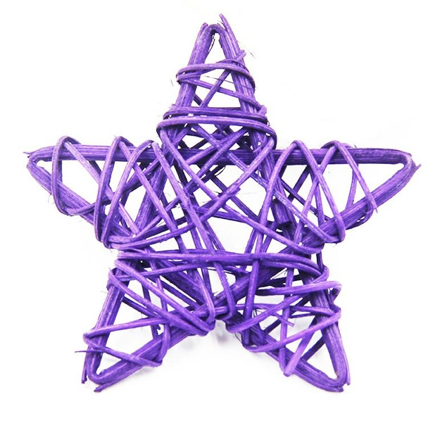 10 PCS 6cm Artificial Straw Ball DIY Decoration Rattan Stars Christmas Decor Home Ornament Supplies(Purple)