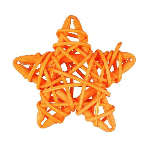 10 PCS 6cm Artificial Straw Ball DIY Decoration Rattan Stars Christmas Decor Home Ornament Supplies(Orange)