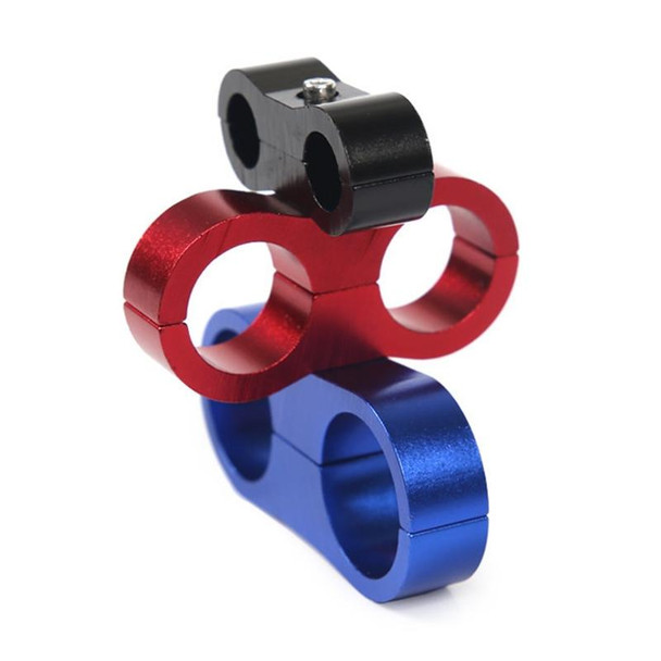 AN8 Automotive 2-hole High Pressure Tubing Fixing Clip Car Tubing Clamp Aluminum Alloy Clip Tubing Separator, Random Color Delivery