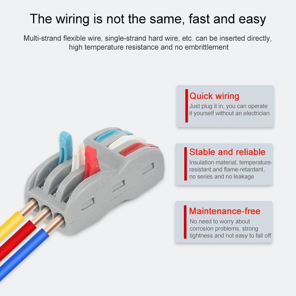 20 PCS LT-2 2 In 2 Out Colorful Quick Line Terminal Multi-Function Dismantling Wire Connection Terminal