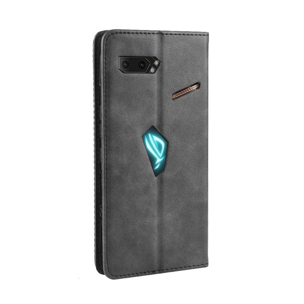 Magnetic Buckle Retro Crazy Horse Texture Horizontal Flip Leather Case for Asus ROG Phone II ZS660KL ,with Holder & Card Slots & Photo Frame(Black)