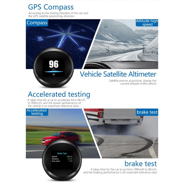 GP11 Multi-functional GPS Speed Slope Meter Digital Inclinometer Level and Angle Gauge Head Up Display Speedometer Bevel Tilt Gauges for All DC5-18V Car