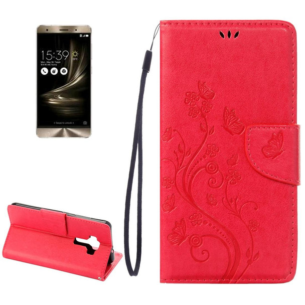 Asus ZenFone 3 / ZE552KL Pressed Flowers Pattern Leatherette Case with Holder & Card Slots & Wallet(Magenta)