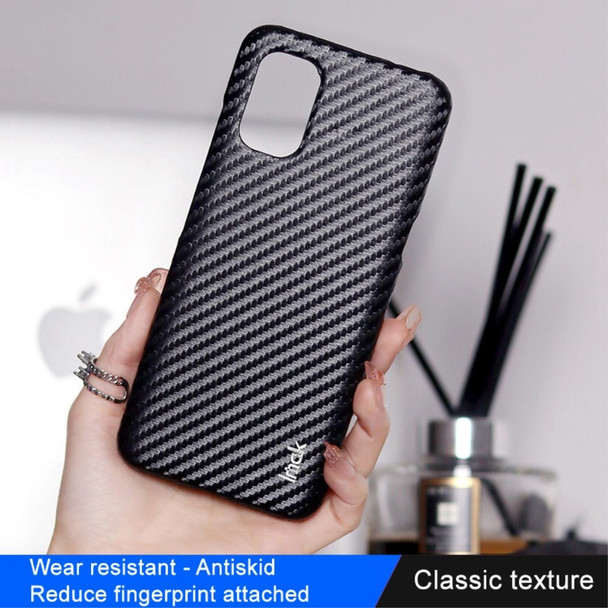 IMAK Ruiyi Series for Nokia G11 4G / G21 4G Carbon Fiber Texture Phone Case PU Leather Coated PC Anti-scratch Protective Cover