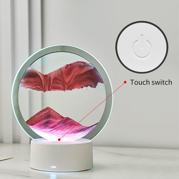 3D Quicksand Table Lamp Dynamic Sand Painting Night Light with Touch Switch Home Decoration - Red