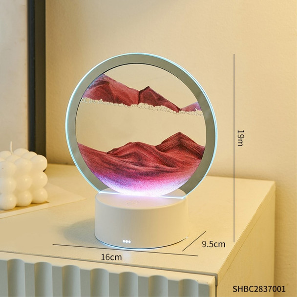 3D Quicksand Table Lamp Dynamic Sand Painting Night Light with Touch Switch Home Decoration - Red