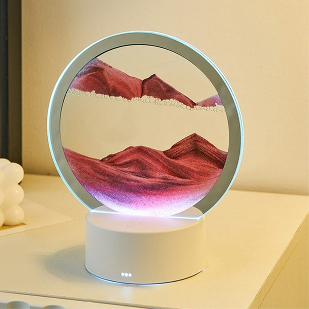 3D Quicksand Table Lamp Dynamic Sand Painting Night Light with Touch Switch Home Decoration - Red