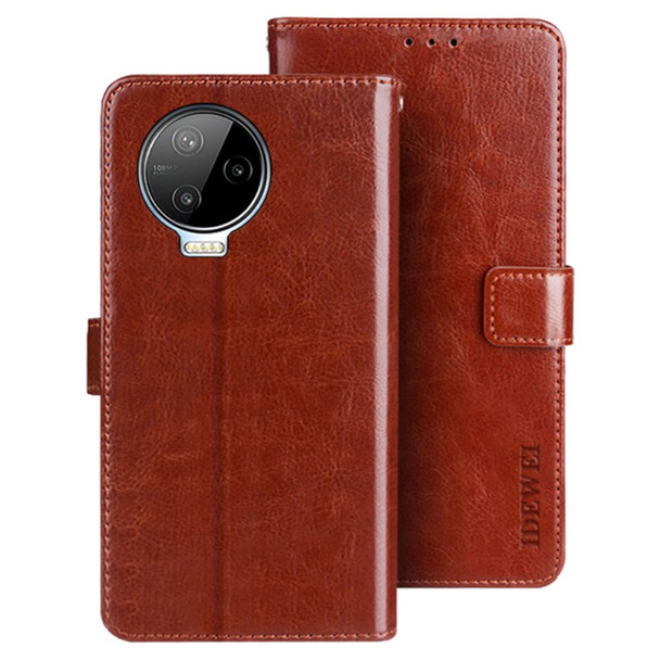 IDEWEI For Infinix Note 12 Pro 4G Crazy Horse Texture PU Leather Flip Stand Wallet Cover Phone Shell Protective Case - Brown