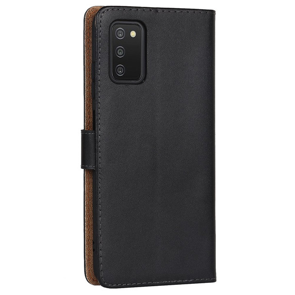 For Samsung Galaxy A03s (166.5 x 75.98 x 9.14mm) Genuine Leather Wallet Case Folio Flip Stand Phone Cover